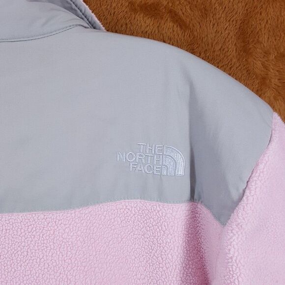 THE NORTH FACE Jacket Girls XL Pink Gray Zip Up Denali Fleece Polartec - Picture 6 of 11